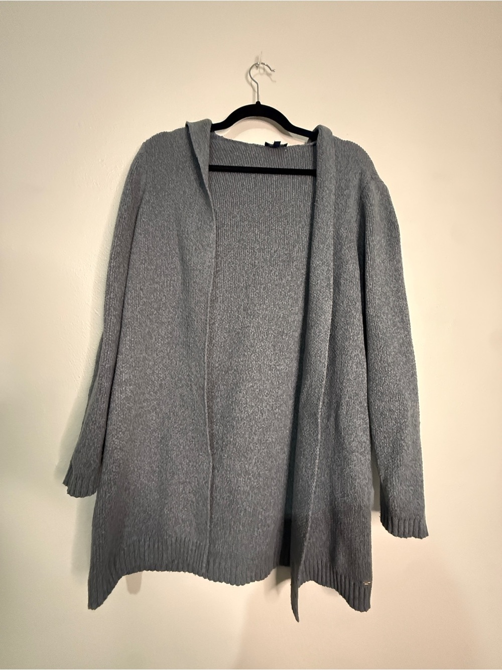 Chaps Cozy Open-Front Hooded Sweater Cardigan - Gray. Sz S.